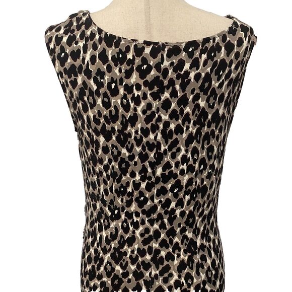 Ann Taylor Sheath Dress Small Sleeveless Leopard Print Cowl Neck Career - Picture 7 of 10